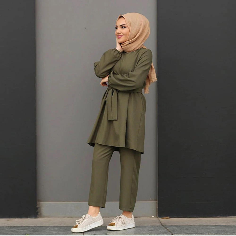 

Eid Two-piece Muslim Sets Abaya Turkish Tops Pants Vetment Femme Hijab Dress Abayas For Women Musulman Ensembles Islam Clothing