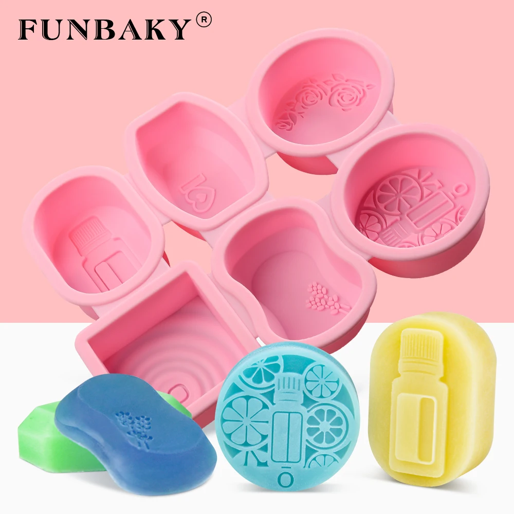 FUNBAKY Геометрическая круглая форма 6 полостей 3D силиконовая для мыла изготовления