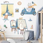 Красивые наклейки BRUP на стену в виде сидя в автомобиле, наклейки на стену для детской комнаты, спальни, настенные наклейки для игровой комнаты, наклейки на стену из ПВХ