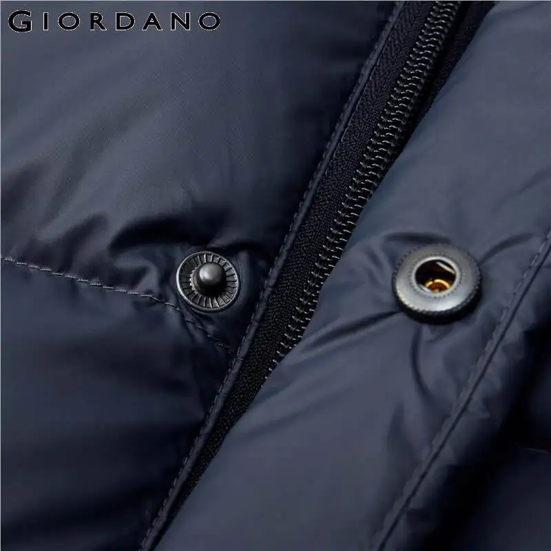 Giordano Men Jackets Stand Collar 90% White Duck Down Jacket Machine Washable Flap Pocket Waterpfoof Down Coats 01071696