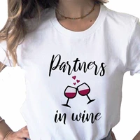 summer new arrival wine heartbea print ladies t shirt casual basics o collar white shirt short sleeve ladies tshirtdrop ship