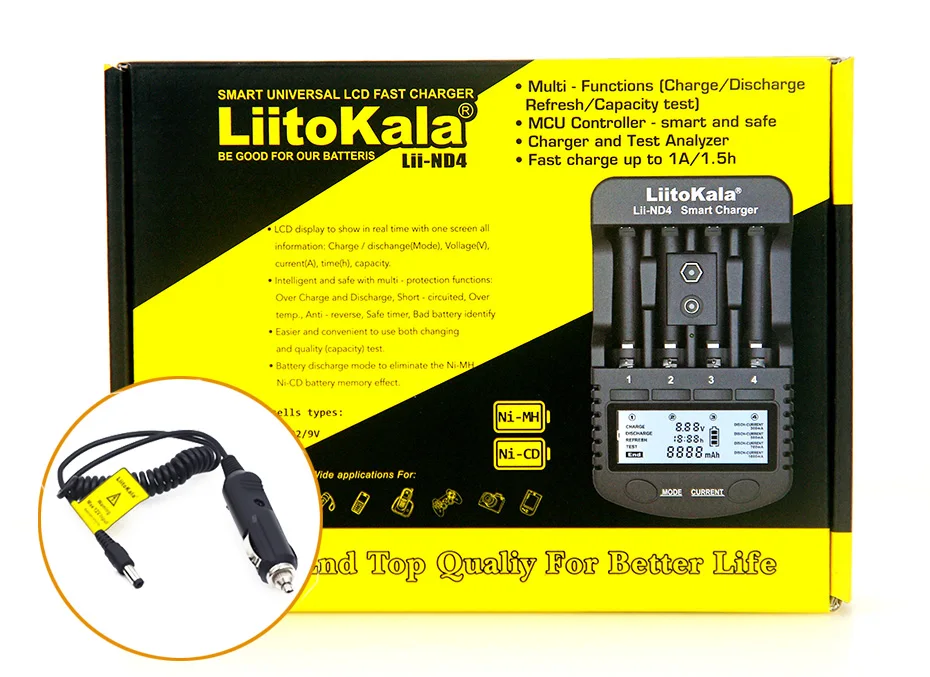 LiitoKala Lii-ND4 NiMH/Cd зарядное устройство aa aaa ЖК-дисплей и тестовая емкость