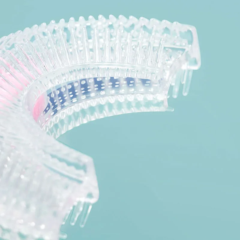 Cepillo de dientes de silicona en forma de U para ni&ntilde;os, limpieza de entrenamiento de beb&eacute;, cepillo para cuidado dental de dibujos animados, pr&aacute;ctico y simple-3
