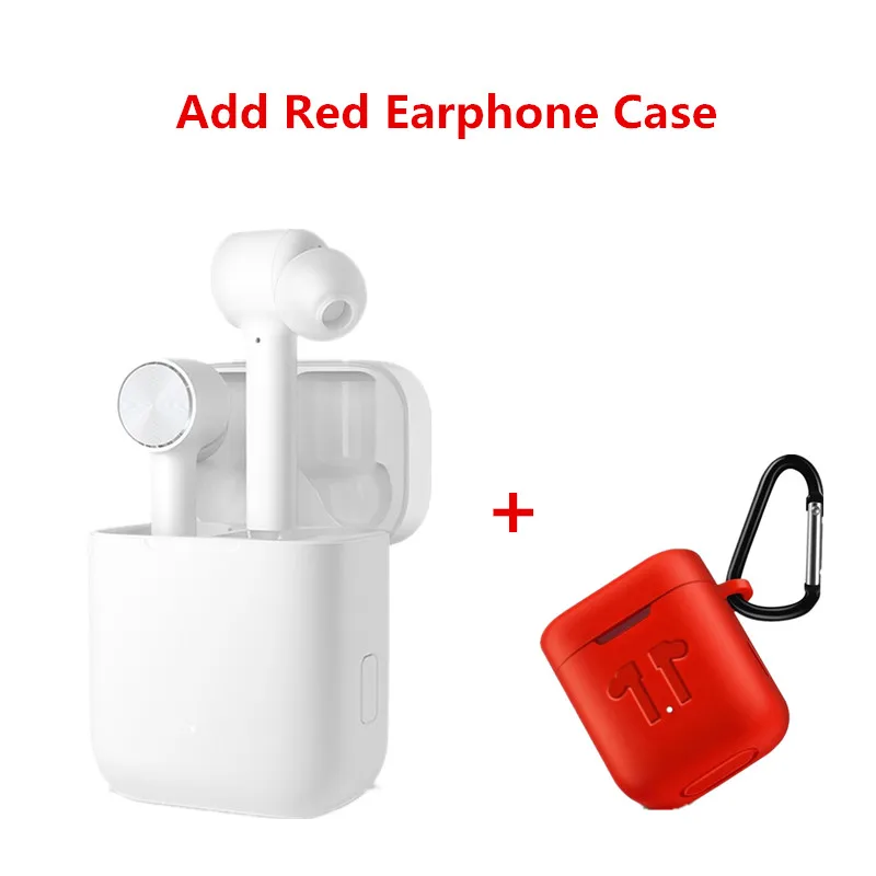 add red case Xiaomi Air TWS гарнитура Bluetooth True беспроводные стерео наушники ANC переключатель ENC автоматическая пауза управление нажатием Беспроводная зарядка - Цвет: add red case