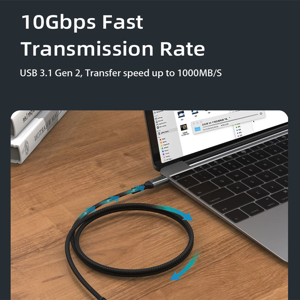 Кабель USB Type-C с углом 90 градусов 3 1 Gen2 кабель C 4K @ 60 Гц 10 Гбит/с 100 Вт 20 В/5 А быстрая