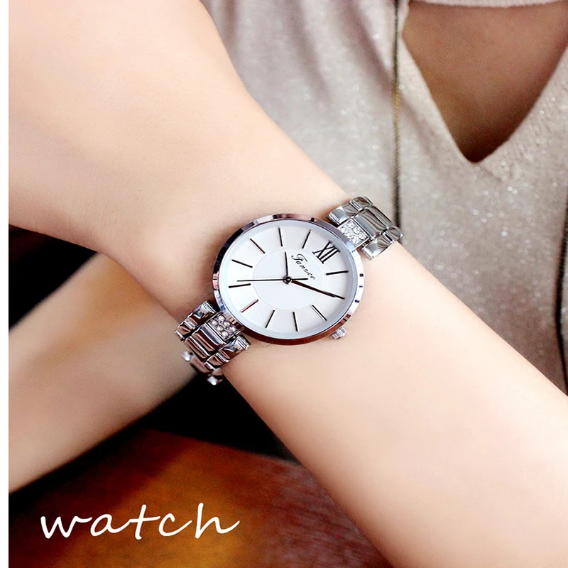 

2021 Ladies Watch Fashion Casual Quartz Movement Stainless Steel Belt Student Bilateral Snap Button Folding Buckle Wristwatch