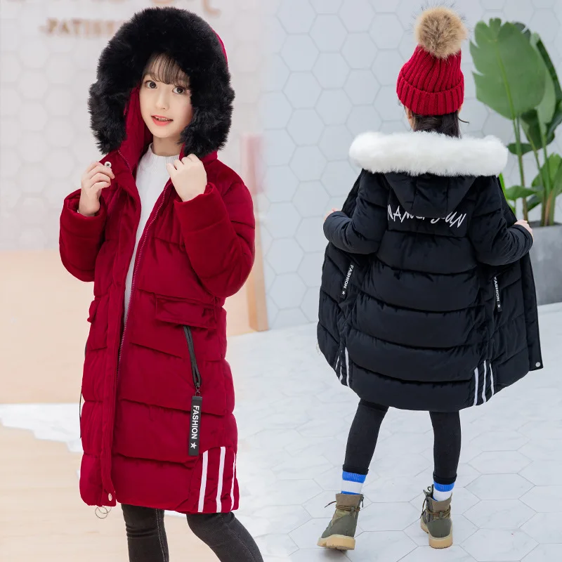 

Winter Thicken Warm Velent Long Child Coat Heavyweight Baby Girls Jackets Kids Outfits Children Outerwear For Height 110-160cm