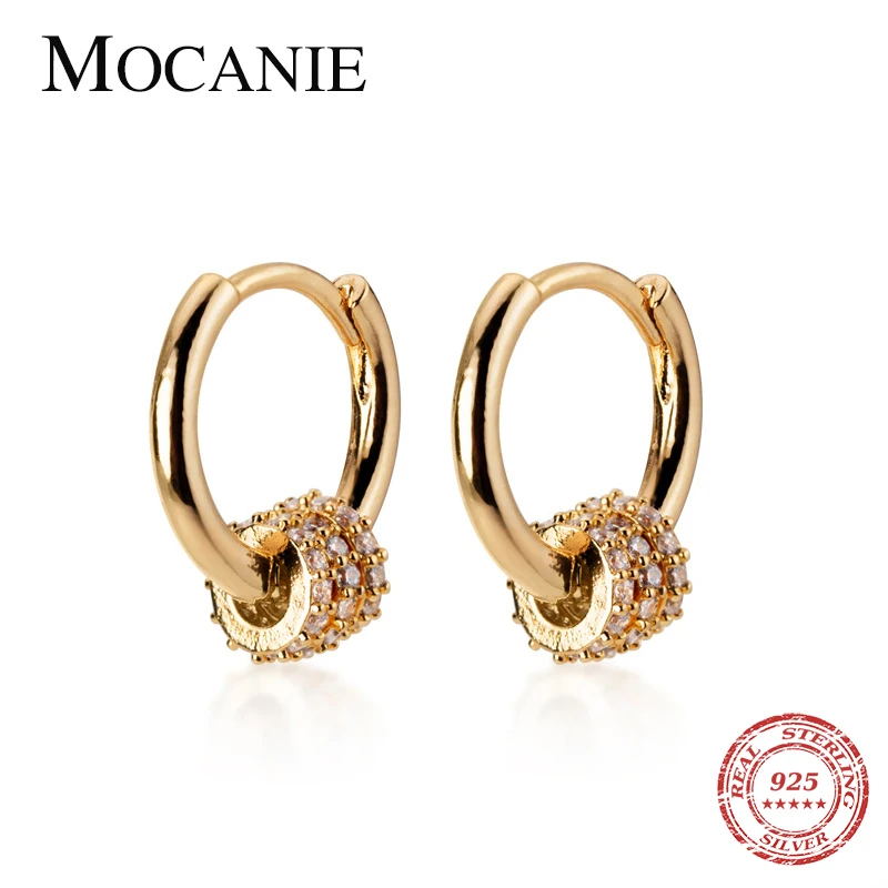 

Mocanie Twinkling Zircon Vintage Round Circle Classic 925 Sterling Silver Hoop Earring for Women Fashion Wedding Fine Jewelry