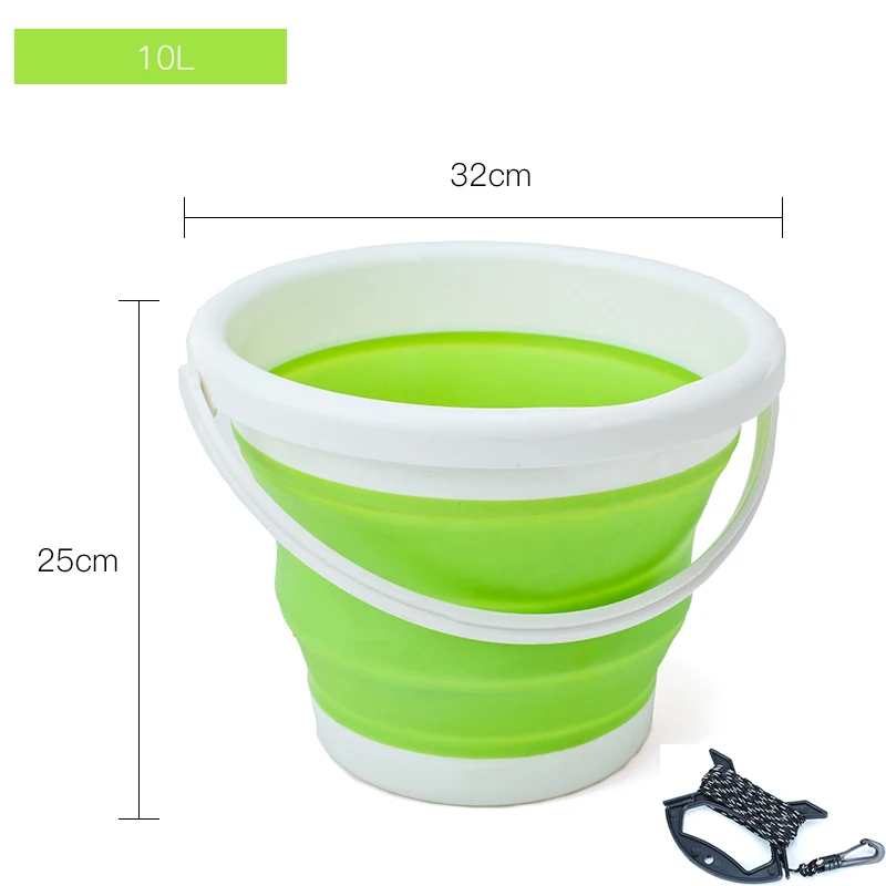 1.5-10L Portable Folding Bucket Outdoor Thick PP Silicone Fishing Supplies Folding Bucket for Fishing Promotion camping Car Wash - Цвет: 10L AND 6m rope
