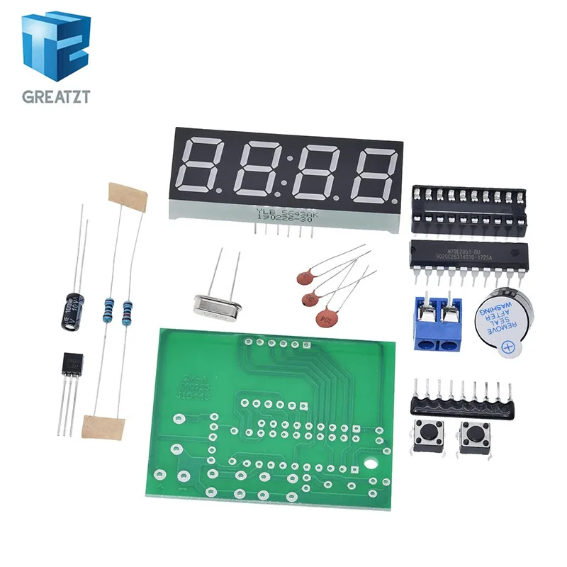 GREATZT AT89C2051 цифровой светодиодный Дисплей 4 биты электронные часы