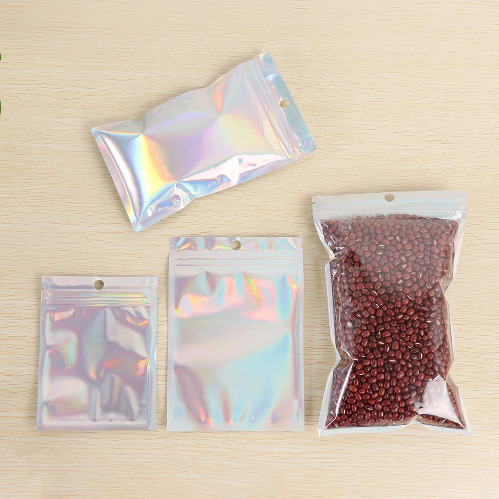 20Pcs Iridescent Zip Lock Bags Pouches for Cosmetics - Plastic Laser Iridescent Bags, Holographic Makeup Bags with Hologram Zipper image 3