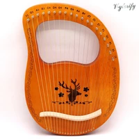19 string reindeer pattern wooden lyre harp metal strings small harp okoume wood string instrument with tuning wrench