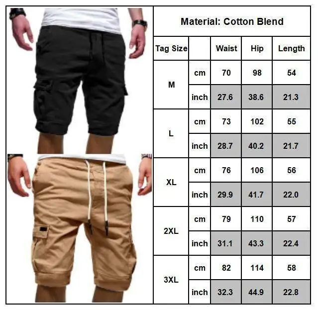 

Men's 2021 Summer Autumn Trousers Male Casual Tactical Cargo Solid Color Shorts Outdoor Work Half Pants Elastic Waist Army
