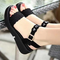 mid heel platform platform sandals 2021 womens new style buckle all match roman slope heel sandals women