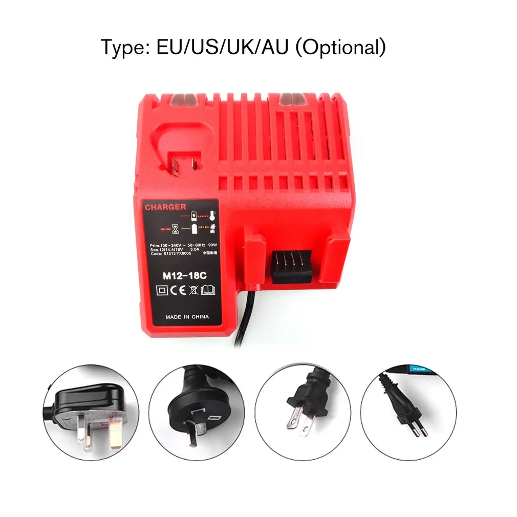 

Hot M12-18C Li-ion Battery Charger for Milwaukee 12 V 14.4V 18V C1418C 48-11-1815/1828/1840 M18 M14 M12 Lithium Battery