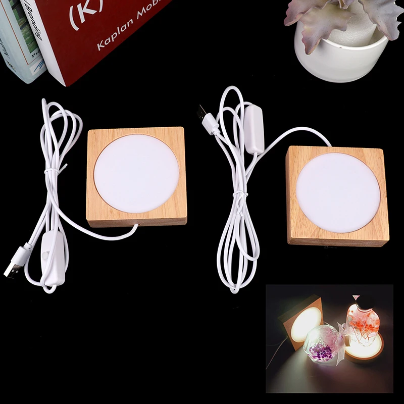 

3D LED Night Light Table Lamp USB Crystal Glass Resin Art Ornaments Base Stand