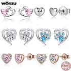 Женские маленькие серьги-гвоздики из серебра 100% пробы с фианитами