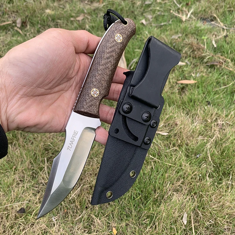 

High-end Micarta handle Handmade Fixed Knife D2 Steel EDC Outdoor Hunting knives Send high quality Knife Sheath