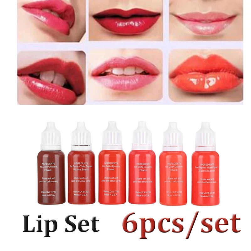 Microblading Tattoo Ink Pigment Set Semi-Permanent Eyebrow Lip Tattoo Pigments Plant Extract Beauty Makeup Inks Supply 6pcs/set