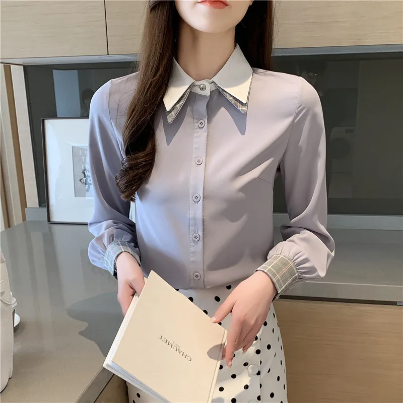 Женские блузки осенняя блузка с длинным рукавом женская рубашка Офисная