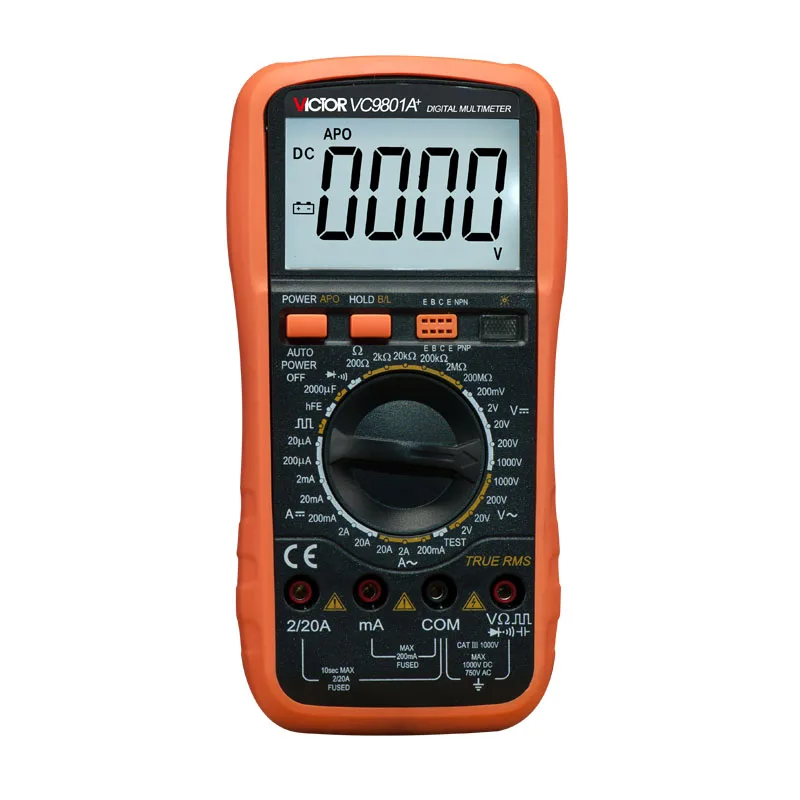 Цифровой мультиметр True RMS DMM AC DC Ammerter Измеритель сопротивления напряжения, емкости и индуктивности, измеритель температуры - Цвет: VC9801A