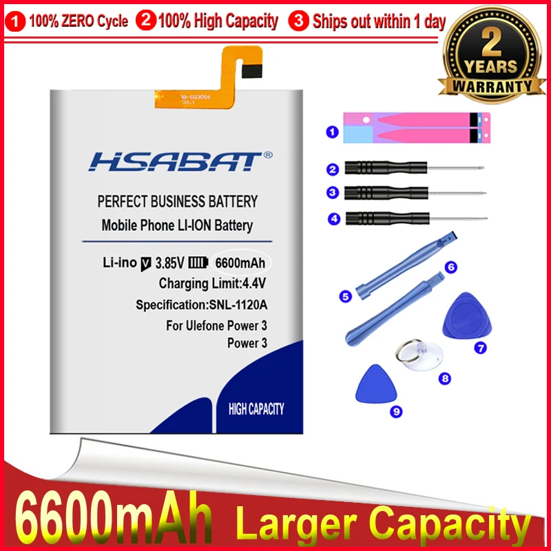 HSABAT 0 цикл 6600 мАч аккумулятор для Ulefone Power 3 3S высокое качество|Аккумуляторы