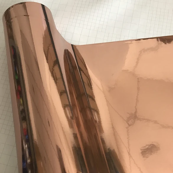 Rose Gold 50x500 см Премиум растягивающаяся Серебристая хромированная виниловая пленка, автомобильная пленка, наклейка, клейкая наклейка для кузова автомобиля - Название цвета: Rose Gold