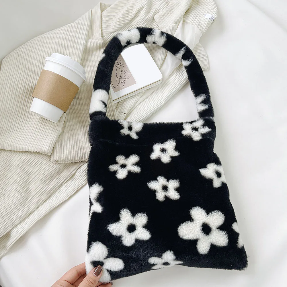 

Fashion Animal Pattern Print Shoulder Tote Bag CanvasPlush Bear Handbags Large Capacity Soft Shopping Bags Girls Cute School Bag