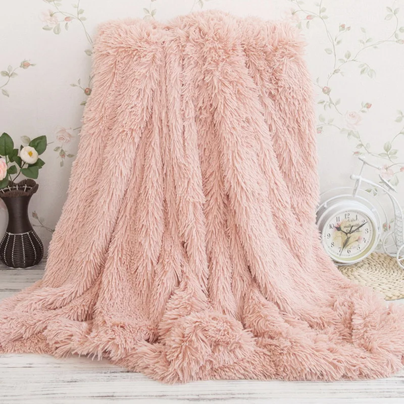 Супер мягкое двойное плюшевое одеяло из пушистого искусственного меха теплое