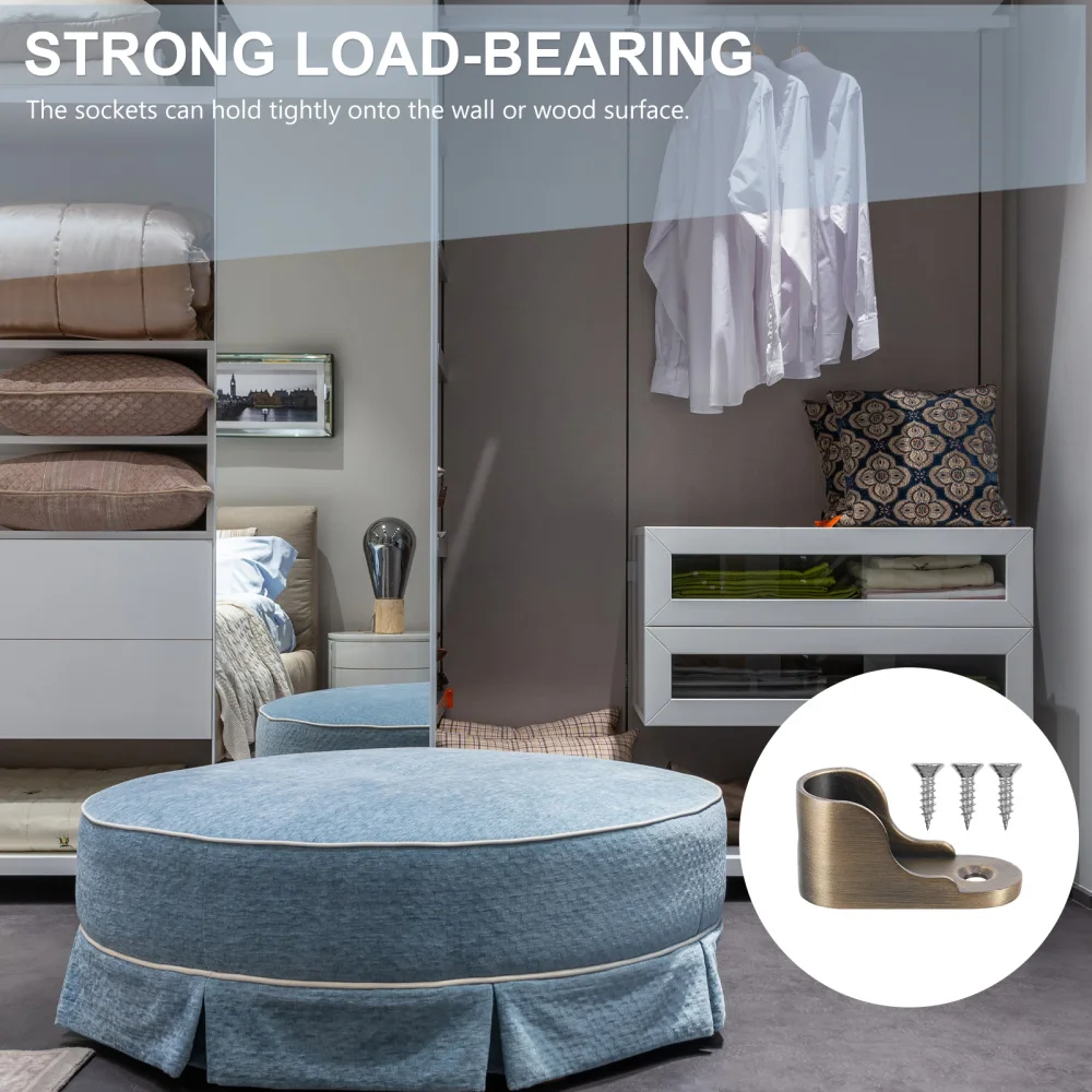 

2Pcs Closet Rod Holders Supports Closet Rod Socket Flange Base (Silver)