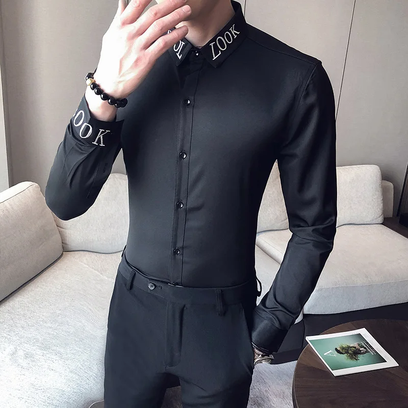 Мужская рубашка с длинным рукавом в британском стиле 2020|Повседневные рубашки| |