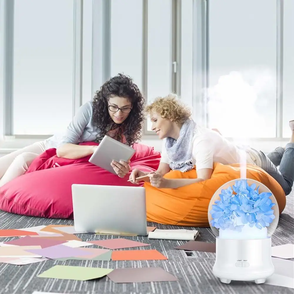 Essential Oil Diffuser Cool Mist Humidifier Flower Design Aroma with Adjustable Mode Auto off for Home Office Blue | Бытовая техника