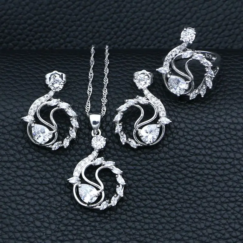 Комплект из колье серёг и кольца серебра 925 пробы | Украшения аксессуары