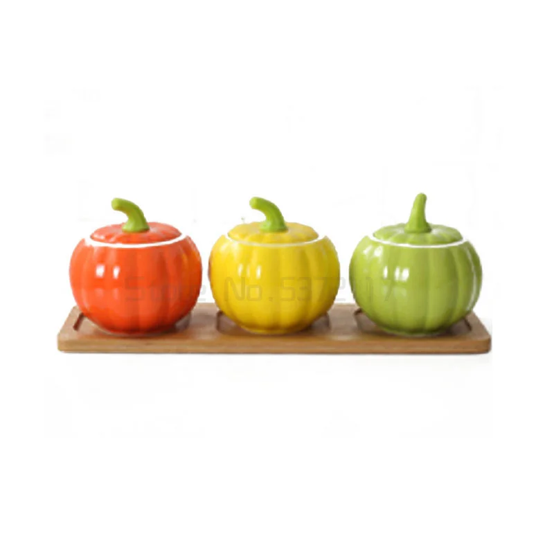 Ceramic seasoning can suit salt sugar can monosodium glutamate seasoning box combination chili oil tank kitchen seasoning can