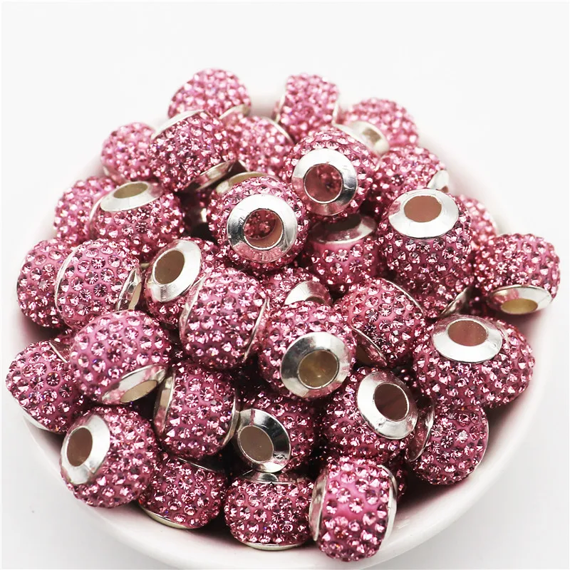 

20Pcs Large Hole Crystal European Murano Spacer Beads Fit Pandora Charm Bracelet for DIY Jewelry Making Women Hair Accessories