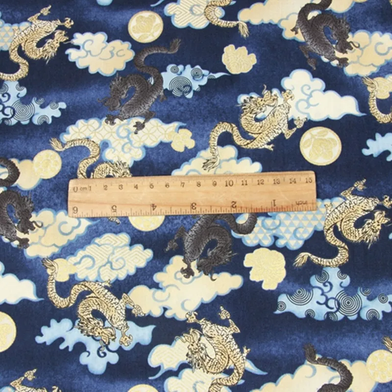 Half yard thin cotton fabric gilt dragon print handmade DIY patchwork bag garment dress cloth 100% T624 | Дом и сад