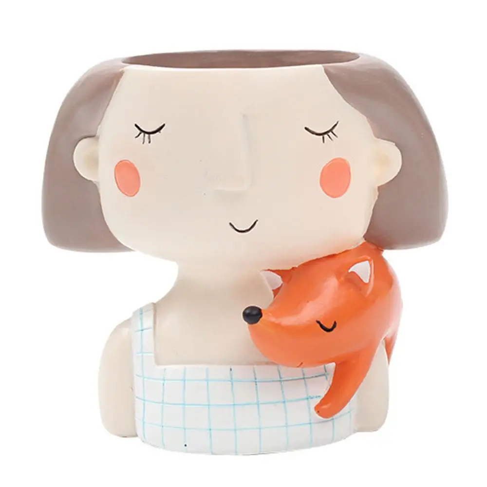 Цветочный горшок из смолы креативные цветочные горшки милая офисная статуя для