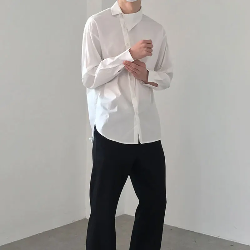 XS-6XL New 2021 Men Women's clothing Catwalk personality Asymmetric crooked collar Shirt plus size costumes