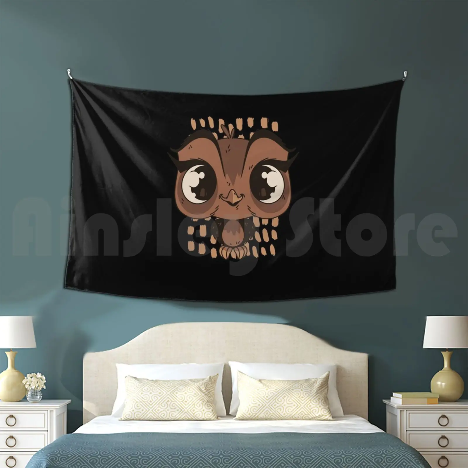 

Baby Owl Tapestry Living Room Bedroom Baby Owl Brown Big Eyes Night Owl Barn Owl Lover Birds Of Prey Nocturnal Baby