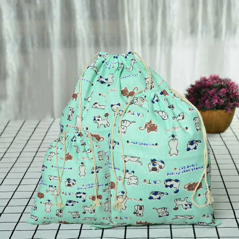 Сова пламенный лисы хлопковые на шнурке для хранения из хлопко льняной ткани