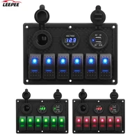 12v 24v 6gang led caravan switch panel usb charger power adapter light toggle car accessories for truck off road 4x4 marine boat
