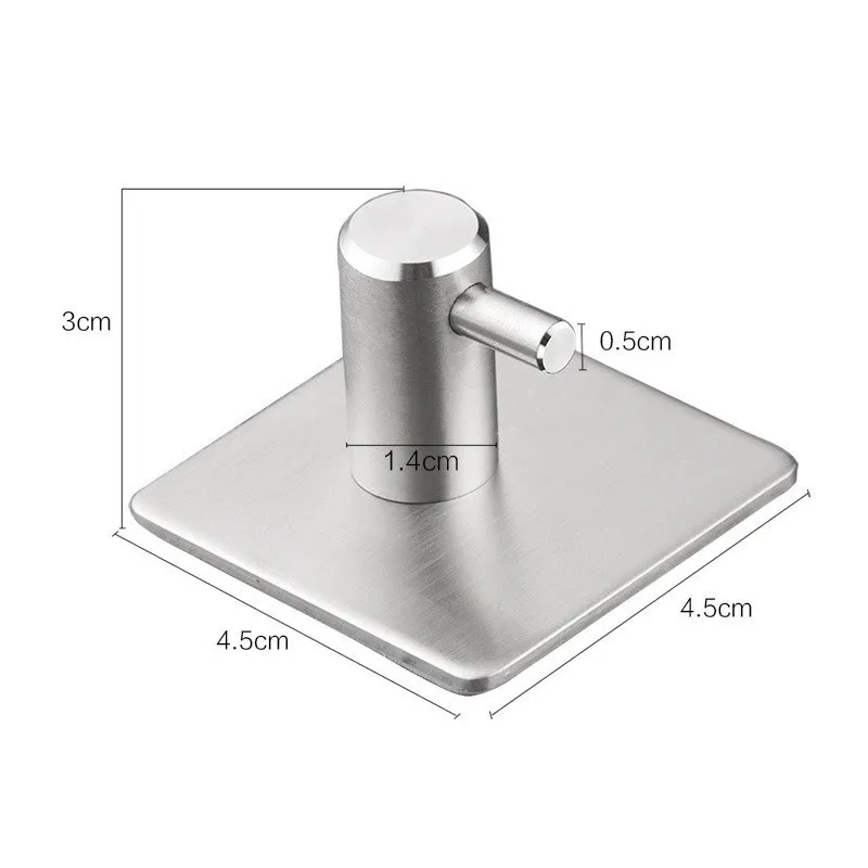 

Hot High-end Sticker Adhesive Stainless Steel Hooks Wall Door Clothes Coats Hats Hanger Kitchen Bathrooms Rustproof Towel Hooks