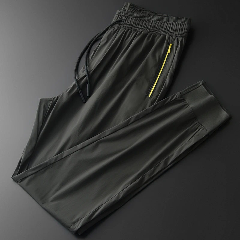 

Брюки мужские зеленые в армейском стиле, шелковистые облегающие брюки до щиколотки, с эластичным поясом, модель 4xl на лето