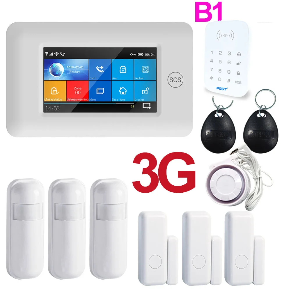 PGST 3g IOS Android wifi беспроводной дом домашние охранные сигнализации система управления приложением комплект с Alexa Fuction охранная сигнализация для дома - Цвет: B1 SET