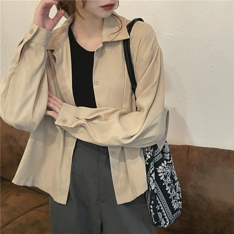 

French shirt women's design sense minority autumn 2021 new fashion long sleeve top casual coat shirt