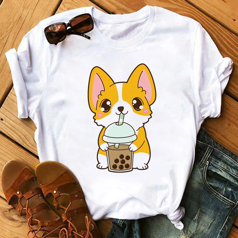 

Maycaur Funny Corgi Printed Women T Shirts Summer Casual Short Sleeves Shirts Women Cute Tshirts Graphic Tees Tops Female Tshirt