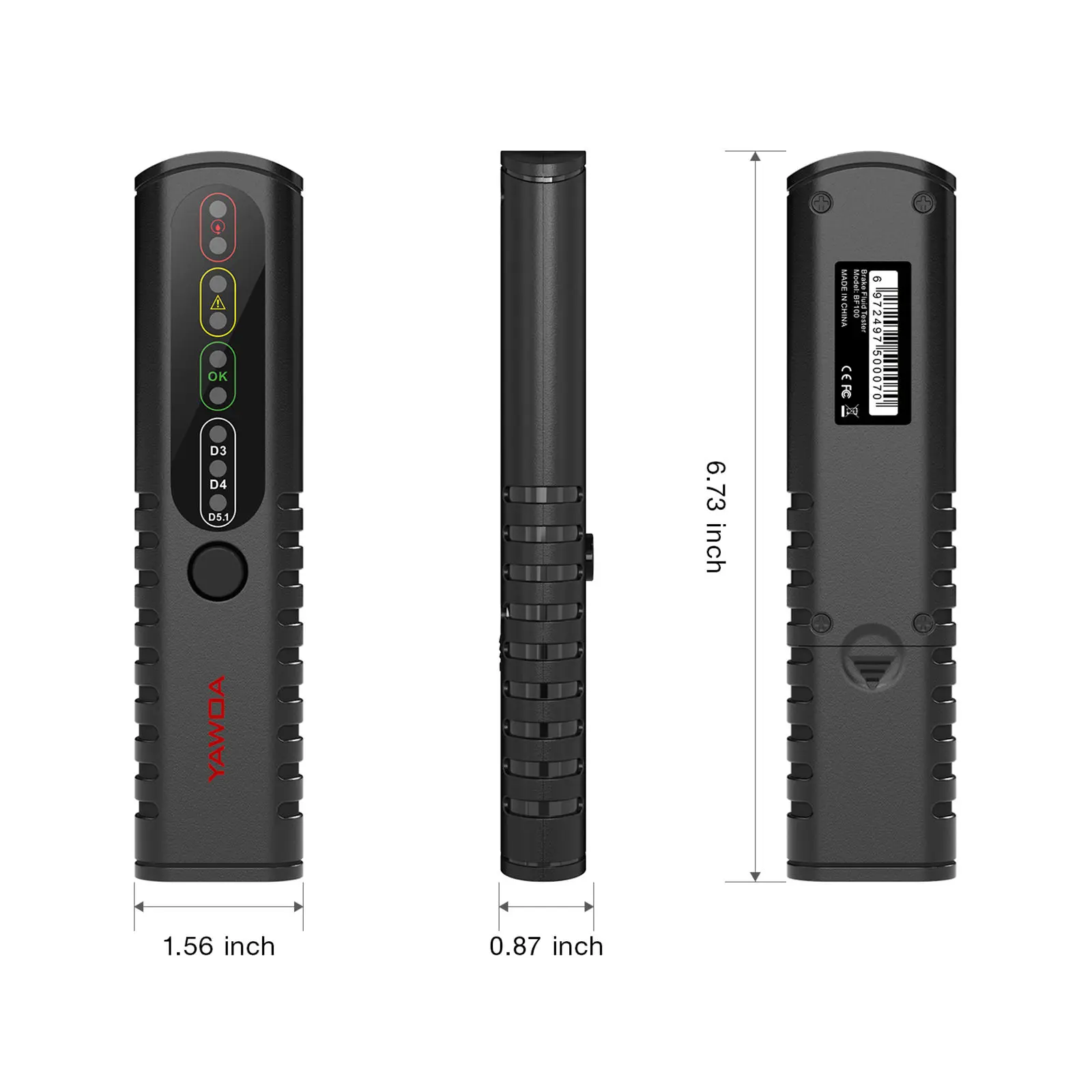 

BF100 Brake Fluid Tester Automotive Liquid Testing Tool DOT3/DOT4/DOT5.1 Green/Yellow/Red LED Liquid Testing BF 100