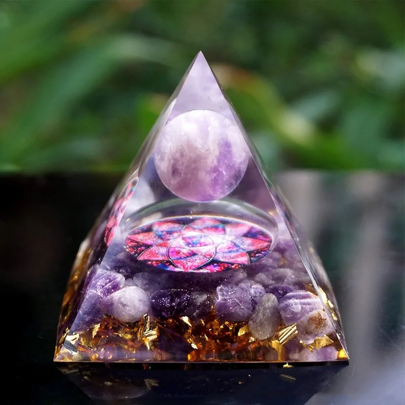 

Amethyst Peridot Healing Crystal Orgonite Tree of Life Orgonite Pyramide Living room decoration EMF Protection Meditation Tool