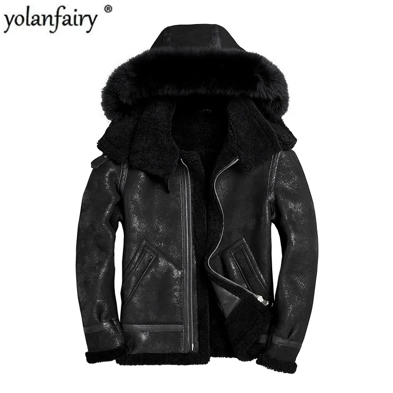 

Real Fur Coat Men Natural Sheep Shearing Winter Coat Men Hooded Plus Size Jackets for Mens Clothing Veste Homme SWY853-1 YY748