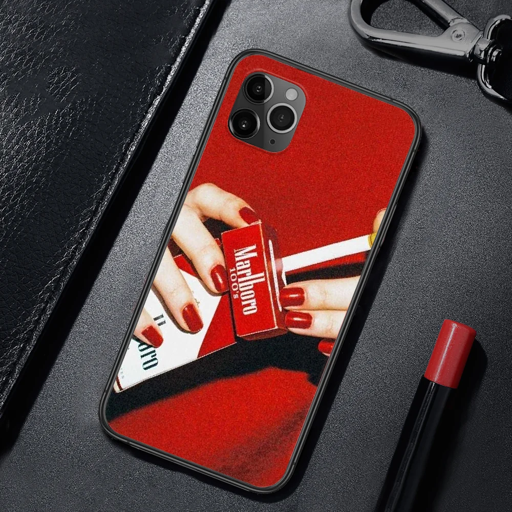 

Marlboros Cigarette Phone Case Cover For Iphone 5 5S 6 6S PLUS 7 8 11 12 Mini X XR XS PRO SE 2020 MAX black Shell Tpu Cover